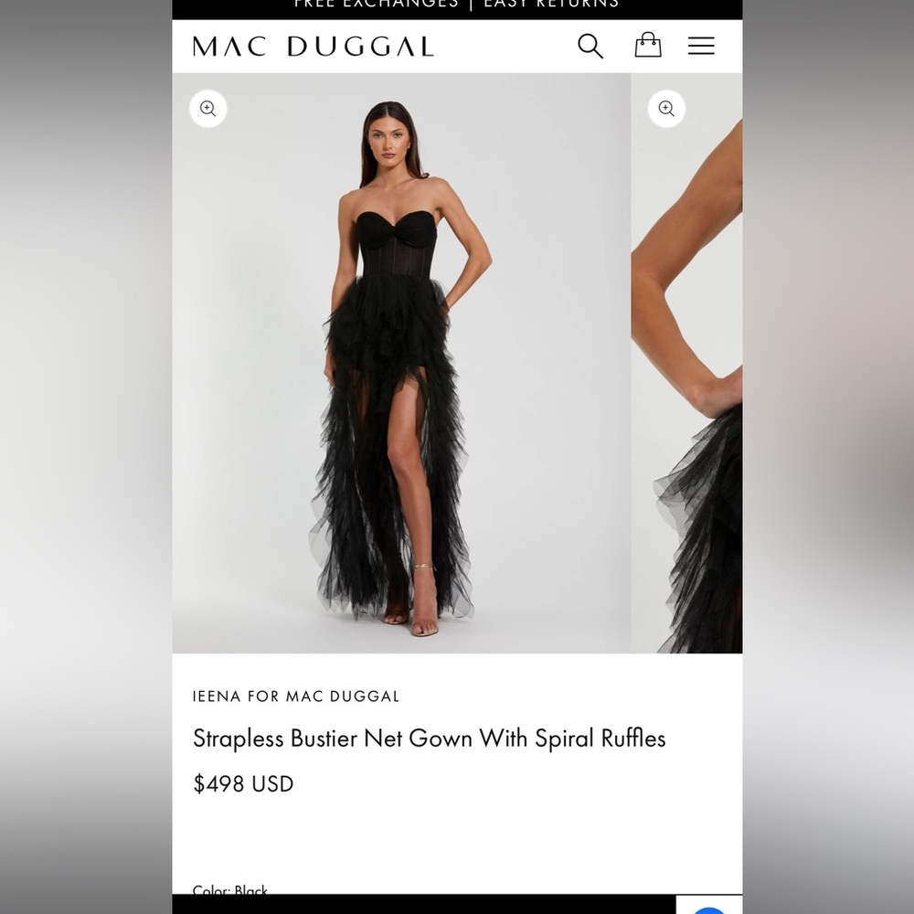 Mac Duggal tulle strapless dress- black size 10